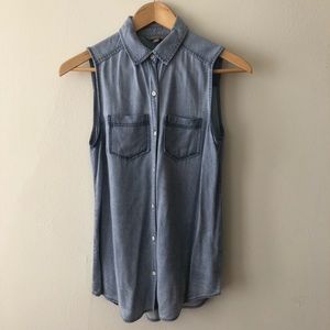 Nordstrom indigo chambray sleeveless button down